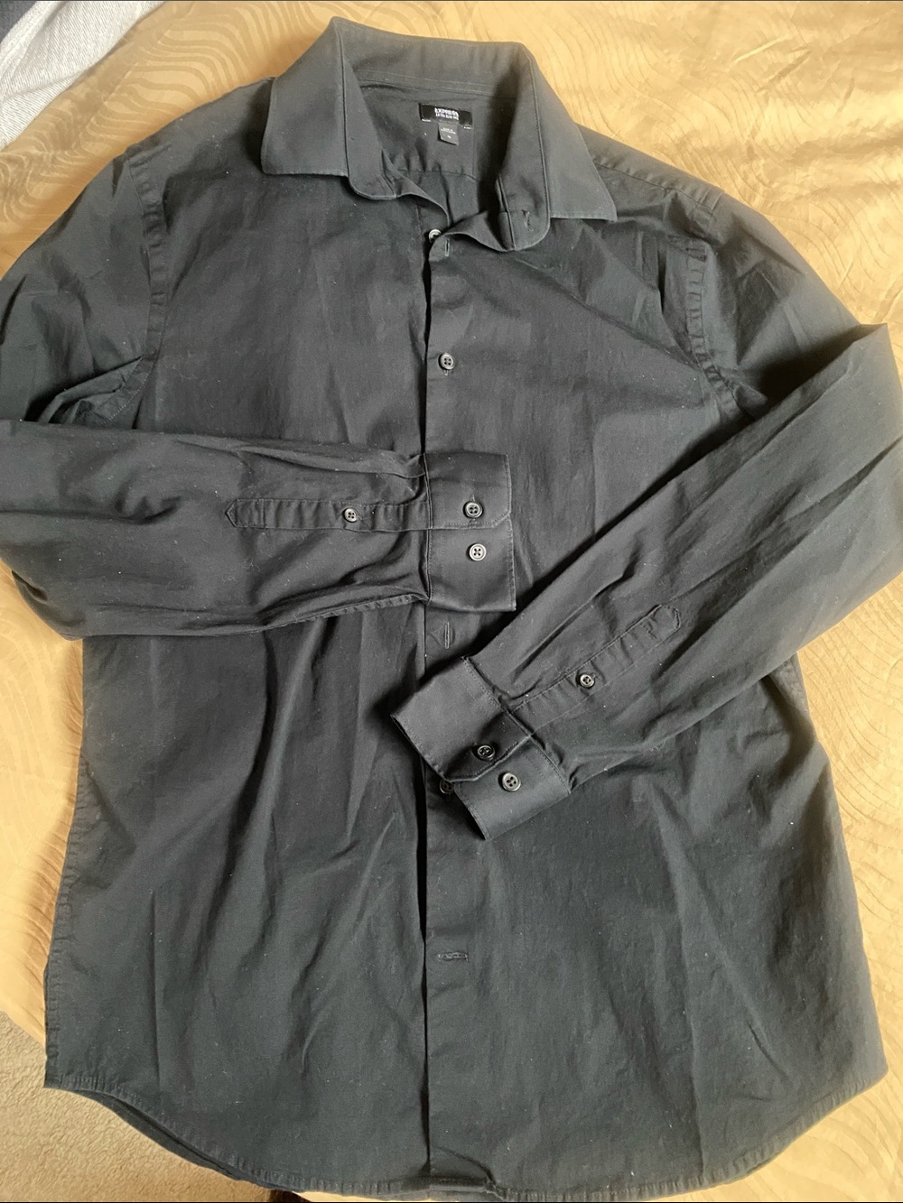 Express Black Long-Sleeve Button-Down Shirt